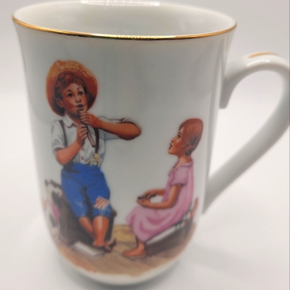 Norman Rockwell Other - Set Of 4 Antique Norman Rockwall Ceramic Mugs/cups Gold Trim In Boxes EXCELLENT